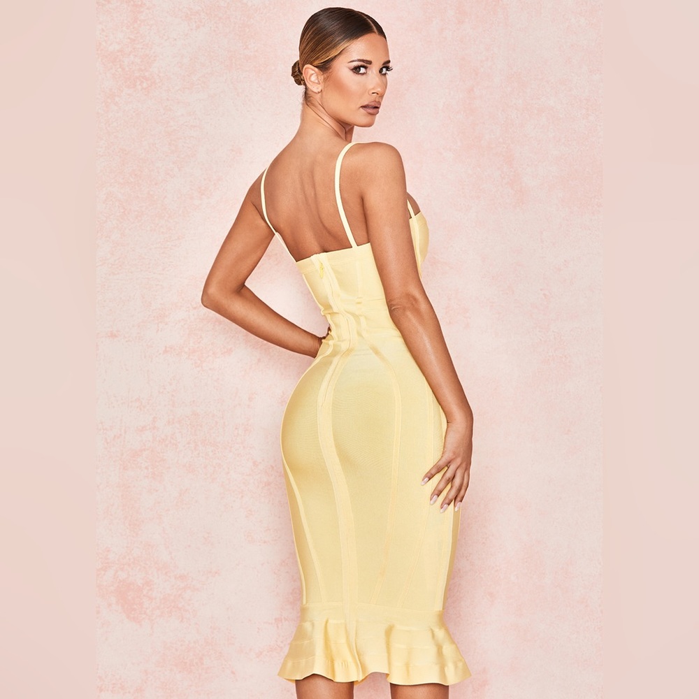 HOUSE OF CB 'Martine' Lemon Fluted Bustier Bandage Dress NWOT - Picture 8 of 8